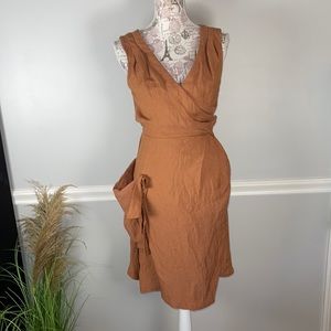 W118 Walter Baker Wrap Dress Small Brown Pocket Dress